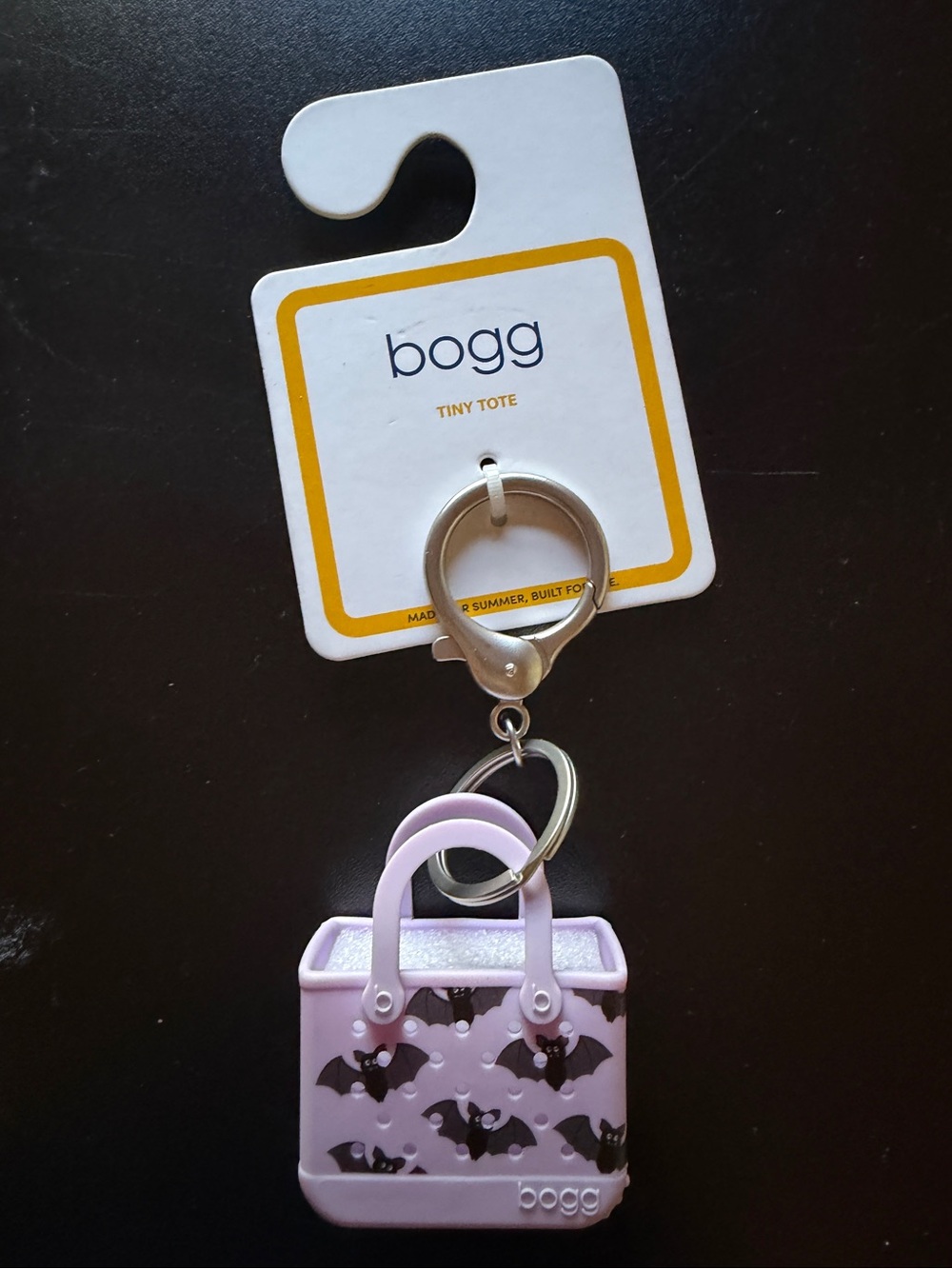 New Bogg Bag Tiny Tote Keychain Tricks & Totes Bag Charm Let's Get Batty Purple